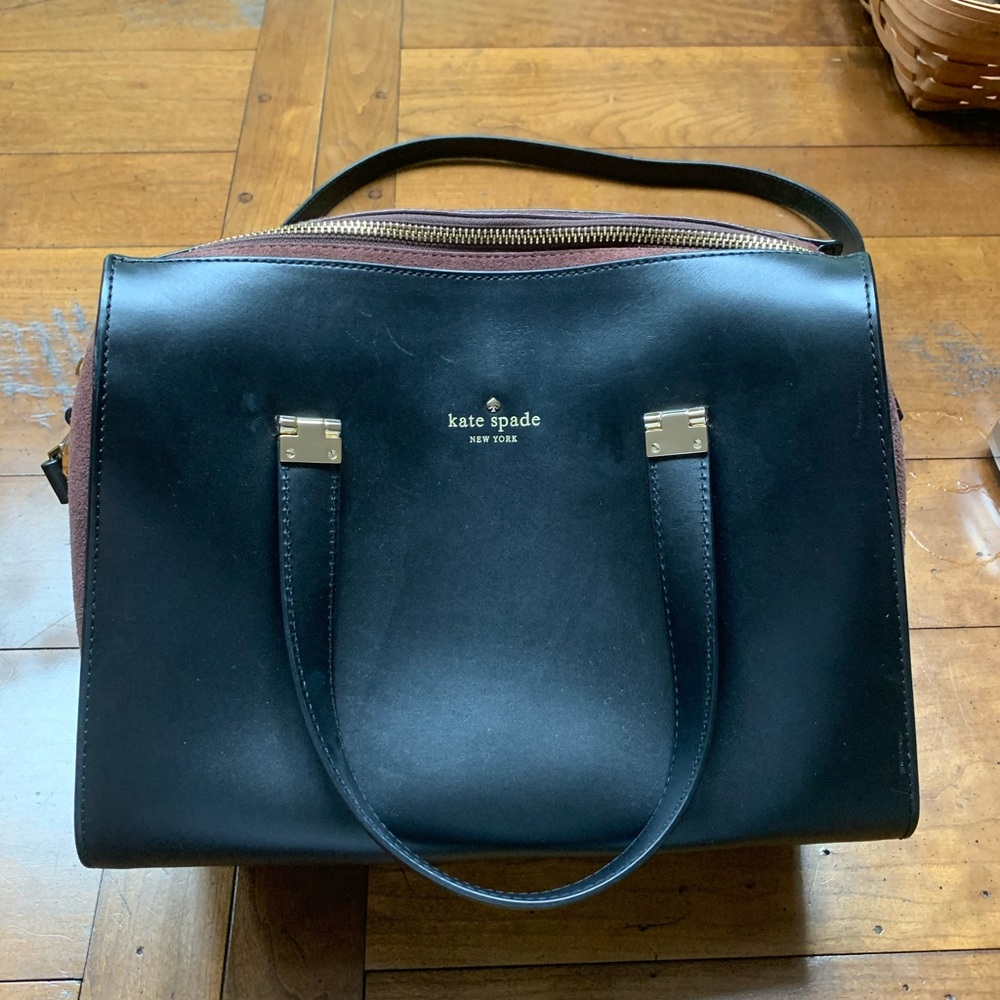 Kate Spade Black Leather Handbag with Suede Sides